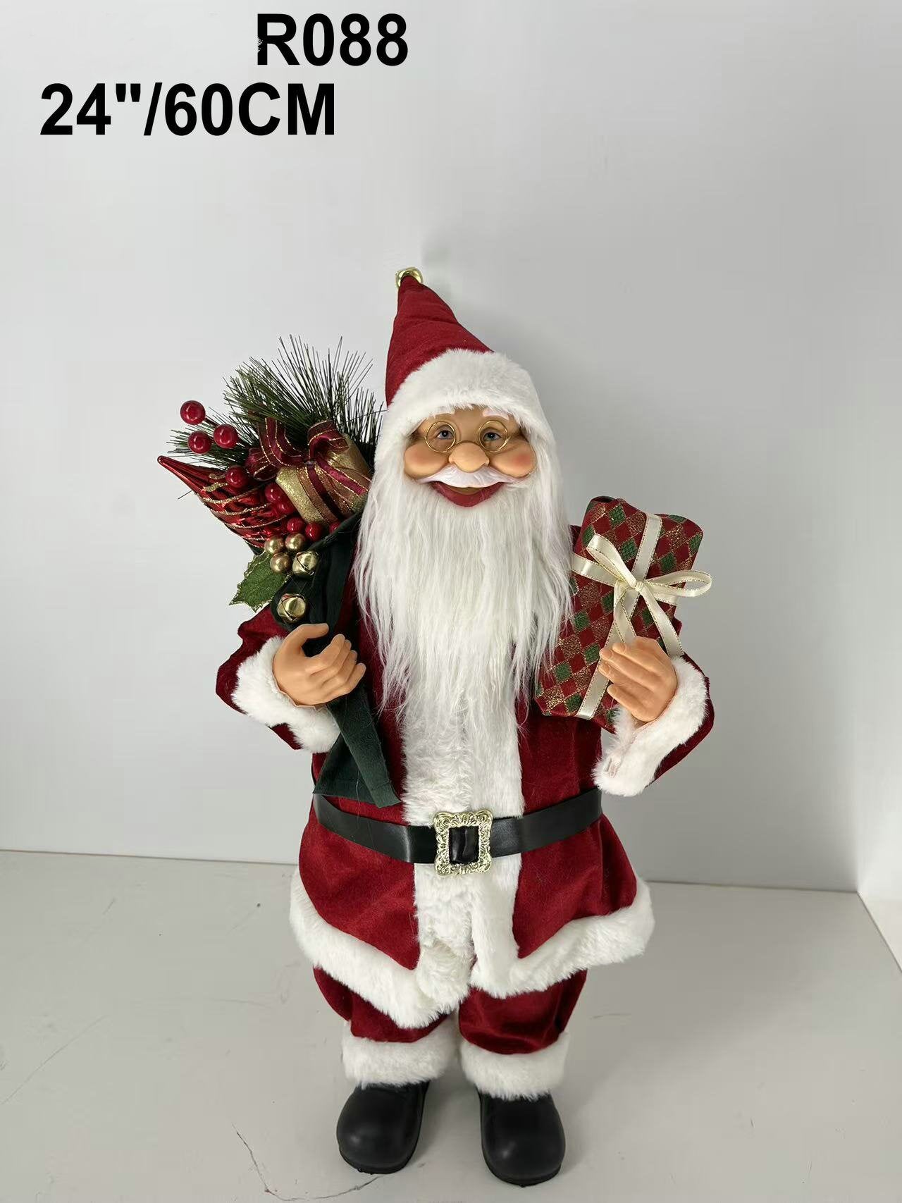 Santa Claus holding Present and Gift Bag