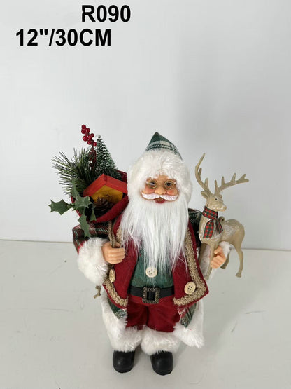 Santa Claus holding Gift Bag and Reindeer