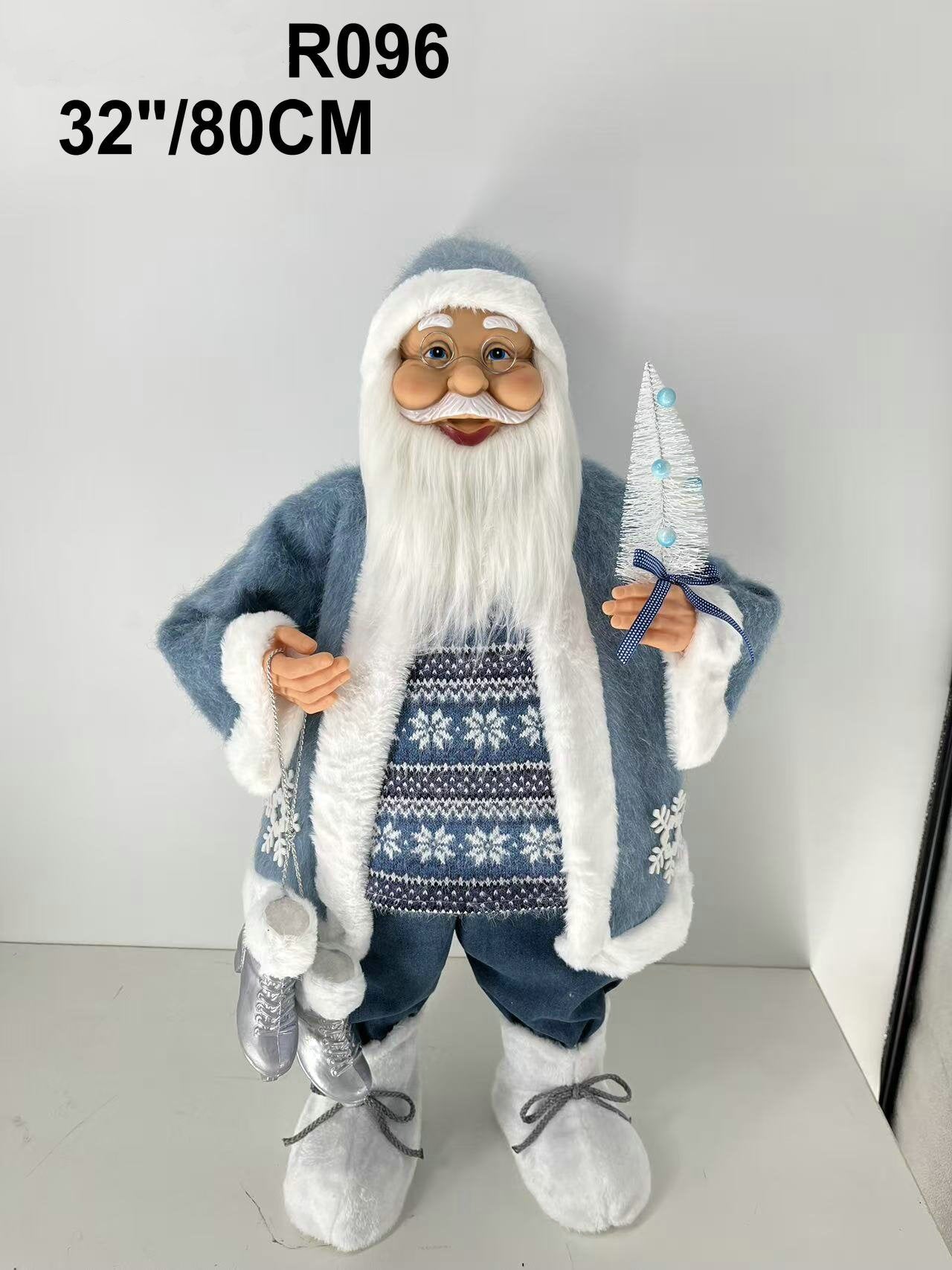 Santa Claus holding Lamp and Christmas Tree