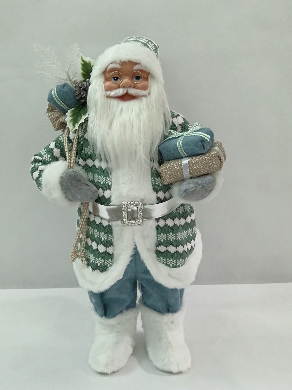 Santa Claus holding Present and Gift Bag