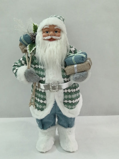 Santa Claus holding Present and Gift Bag