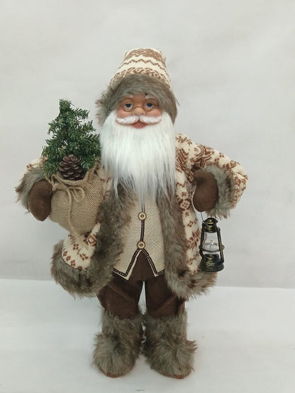 Santa Claus holding Gift Bag and Lamp