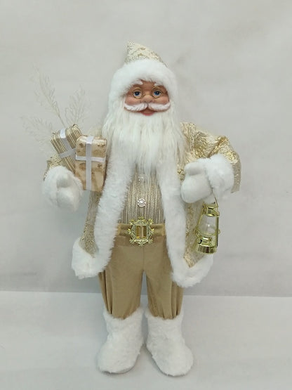 Santa Claus holding Present and Lamp