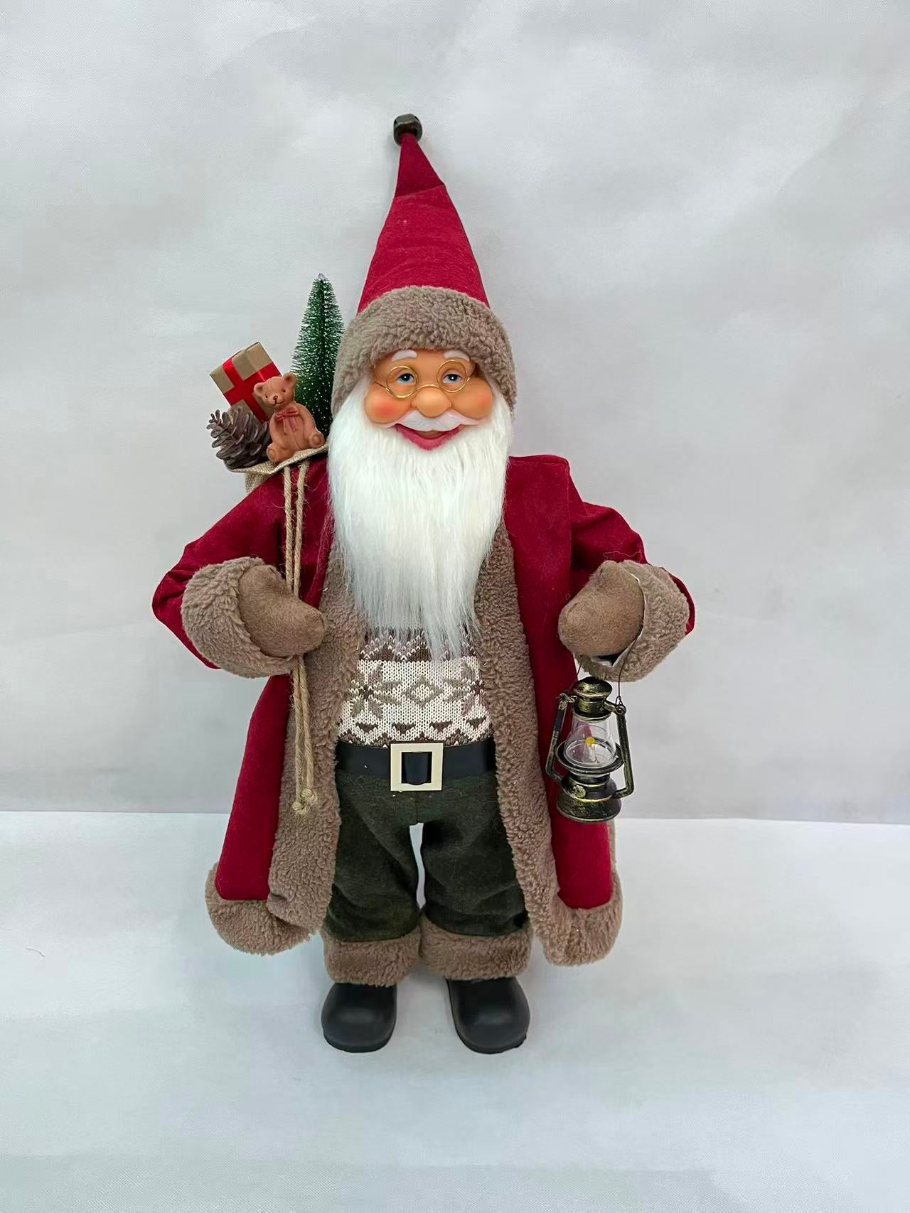 Santa Claus holding Gift Bag and Lamp