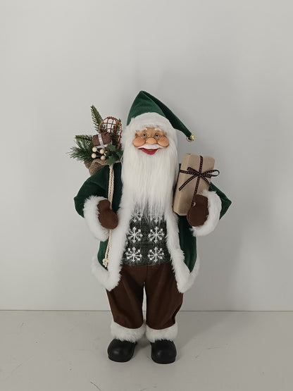Santa Claus holding Present and Gift Bag