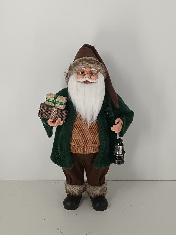 Santa Claus holding Present and Lamp