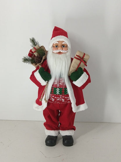 Santa Claus holding Present and Gift Bag