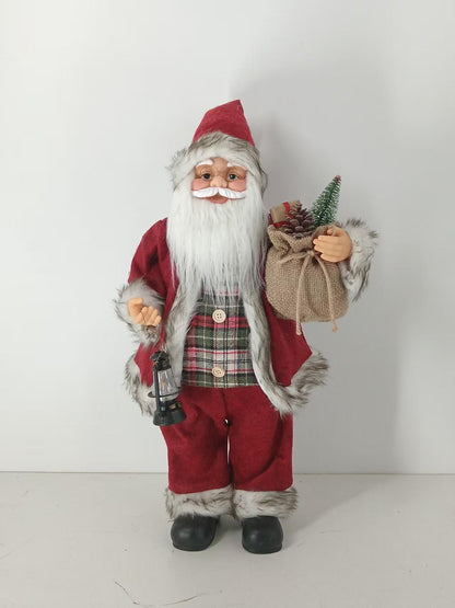 Santa Claus holding Gift Bag and Lamp
