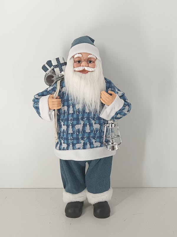 Santa Claus holding Gift Bag and Lamp