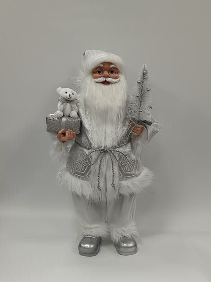 Santa Claus holding Present and Christmas Tree