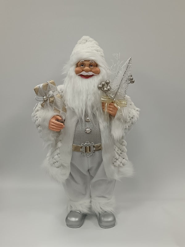 Santa Claus holding Present and Christmas Tree