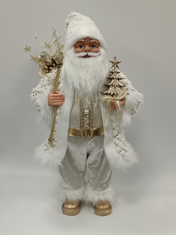 Santa Claus holding Present and Christmas Tree