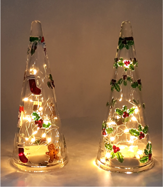 Glass Christmas Tree with LED Lights