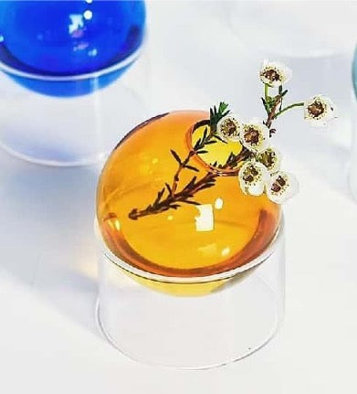 Spherical Glass Vases with a Cylindrical Base