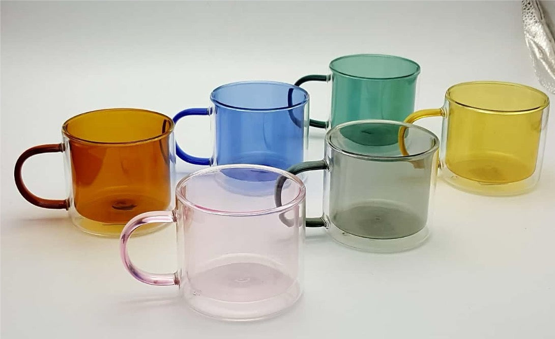 Colorful Double-walled Glass Mug