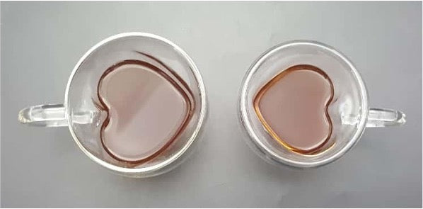 Double-walled Glass Mug with a Heart Shape