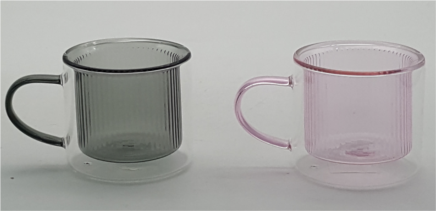Double-walled Ribbed Glass Mug
