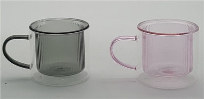 Double-walled Ribbed Glass Mug