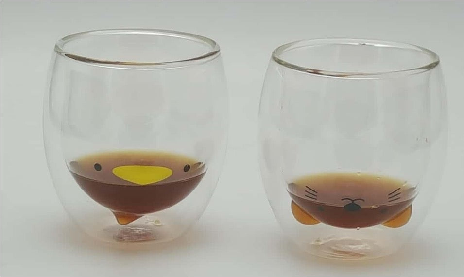 Double-walled Glass Cups with Animal Design