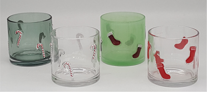 Christmas Themed Embossed Glass Candle Holder