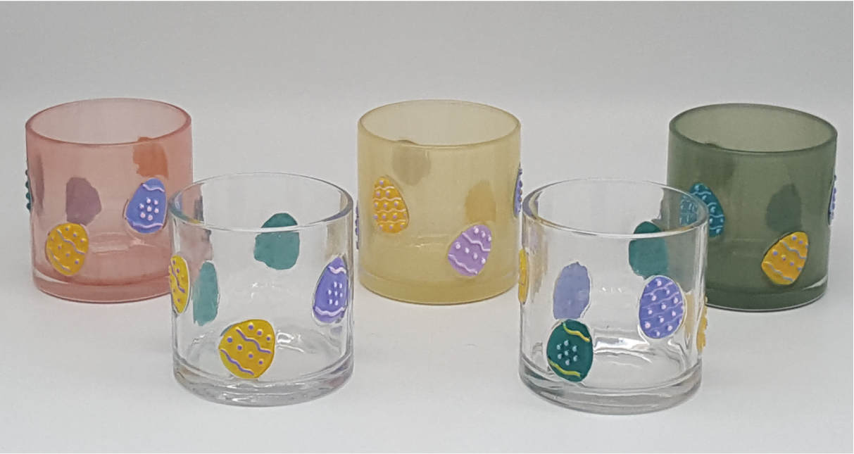 Easter Themed Embossed Glass Candle Holder