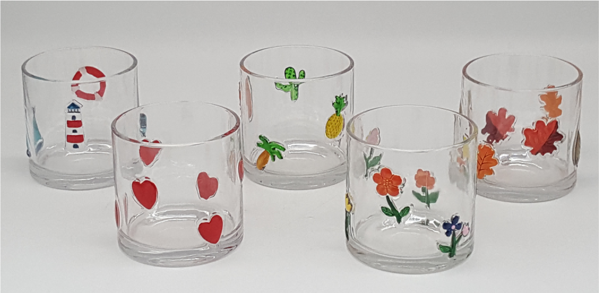 Icon Embossed Glass Candle Holder