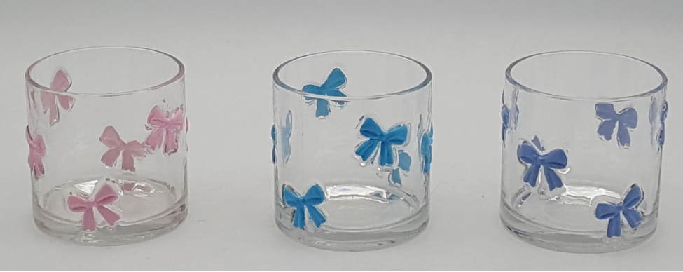 Ribbon Embossed Glass Candle Holder