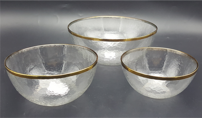 Gold-rimmed Glass Serving Bowl and Plate Set