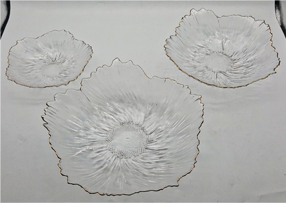 Gold-rimmed Glass Serving Bowl and Plate Set