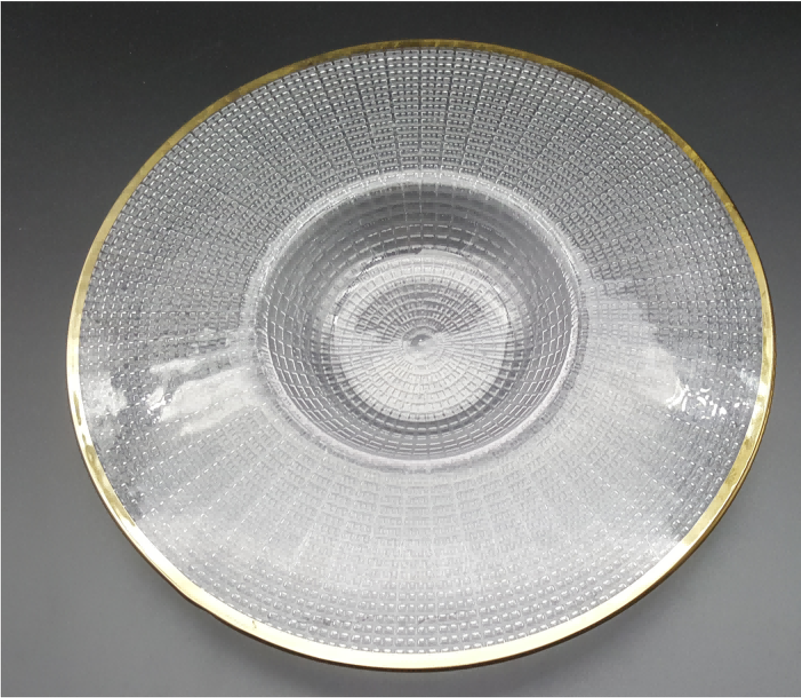 Gold-rimmed Glass Serving Bowl and Plate Set