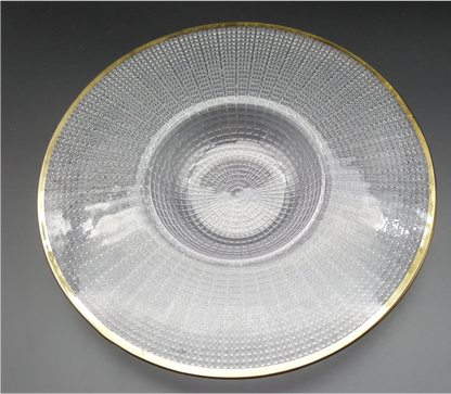 Gold-rimmed Glass Serving Bowl and Plate Set