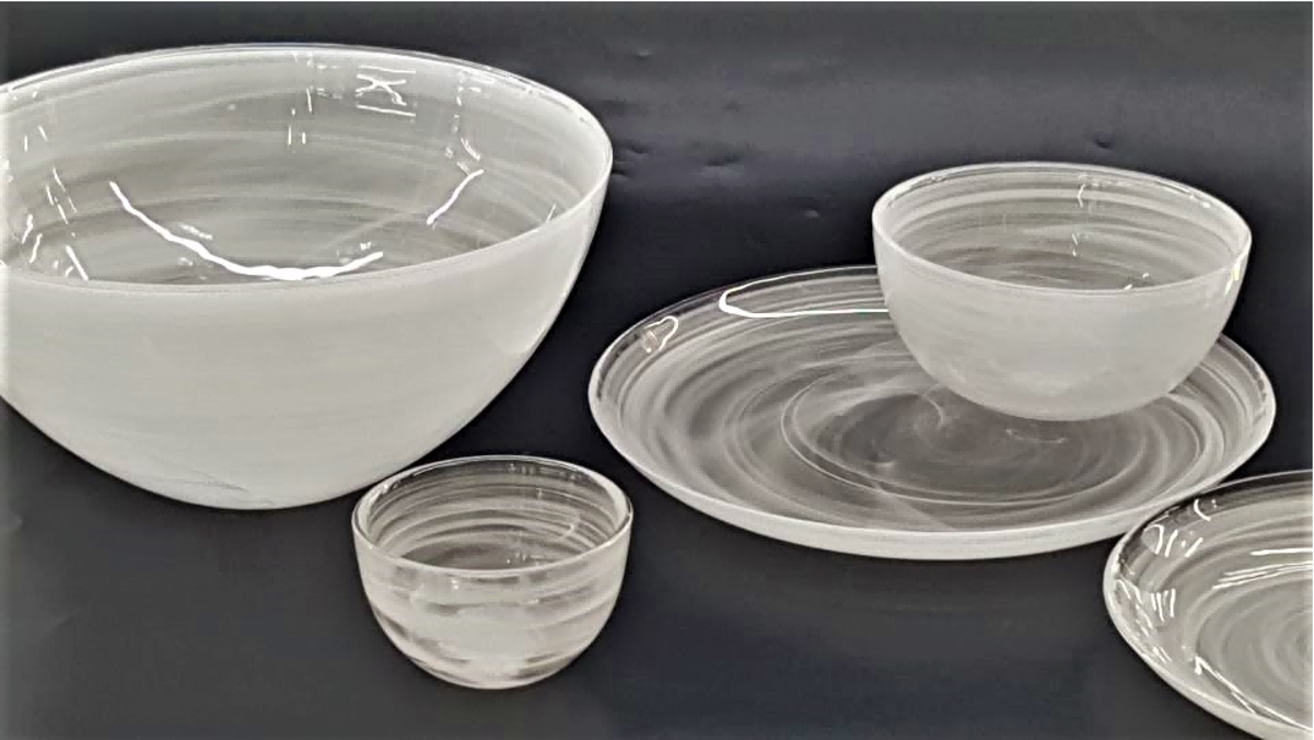 Glass Serving Bowl and Plate Set