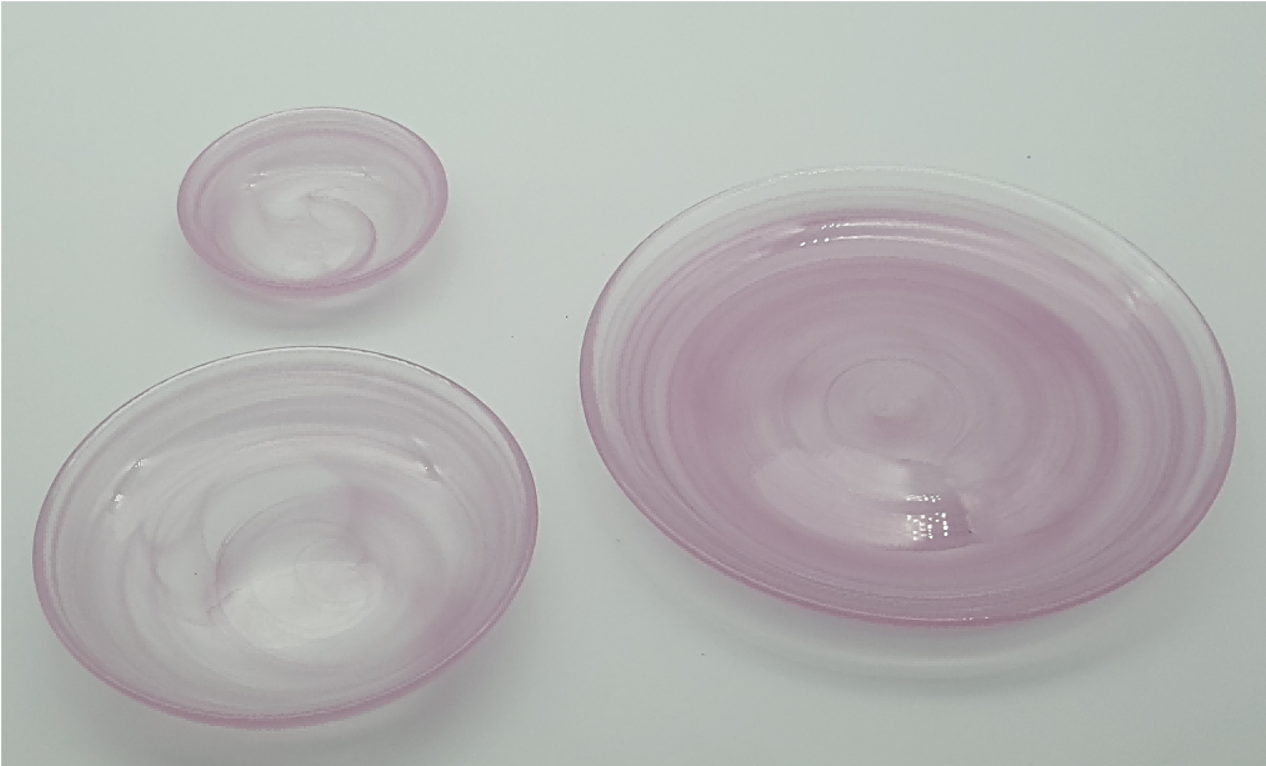 Colored Alabaster Glass Plate and Bowl