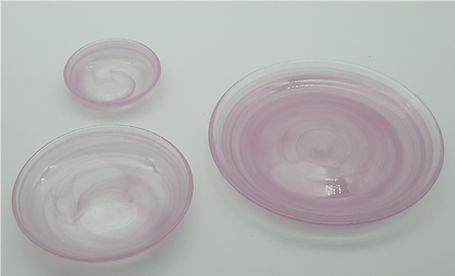 Colored Alabaster Glass Plate and Bowl