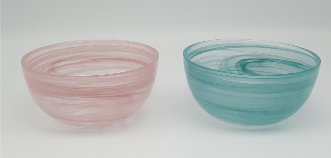Colored Alabaster Glass Plate and Bowl