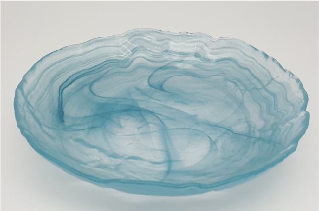 Colored Alabaster Glass Plate and Bowl