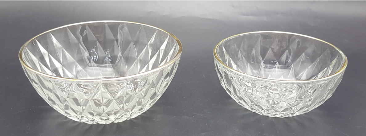 Gold-rimmed Glass Serving Bowl and Plate Set