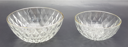 Gold-rimmed Glass Serving Bowl and Plate Set