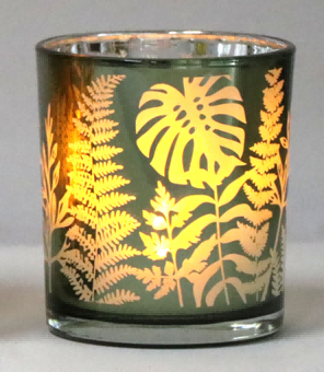 Frosted Green Glass Candle Holders