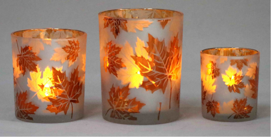 Frosted Orange Glass Candle Holders