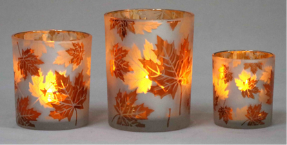 Frosted Orange Glass Candle Holders