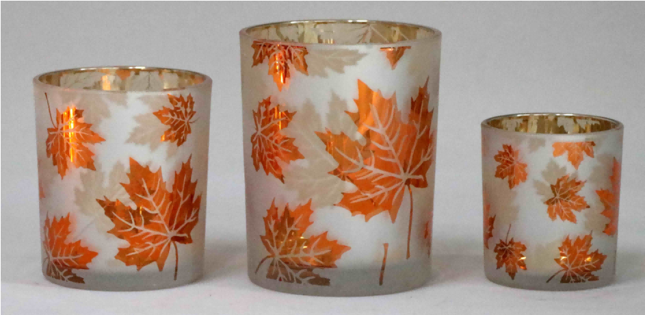 Frosted Orange Glass Candle Holders
