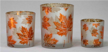Frosted Orange Glass Candle Holders