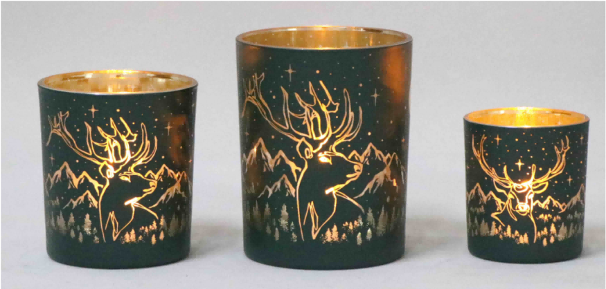 Frosted Green Glass Candle Holders