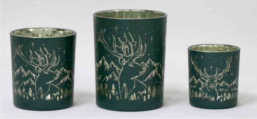 Frosted Green Glass Candle Holders