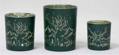 Frosted Green Glass Candle Holders