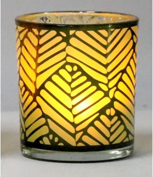 Frosted Green Glass Candle Holders