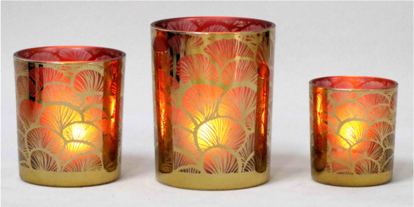 Frosted Orange Glass Candle Holders