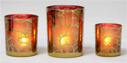 Frosted Orange Glass Candle Holders