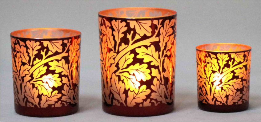 Frosted Orange Glass Candle Holders